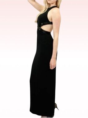 CASHÉ Vintage Black Beaded Cut Out Prom Dress (Sz 4)